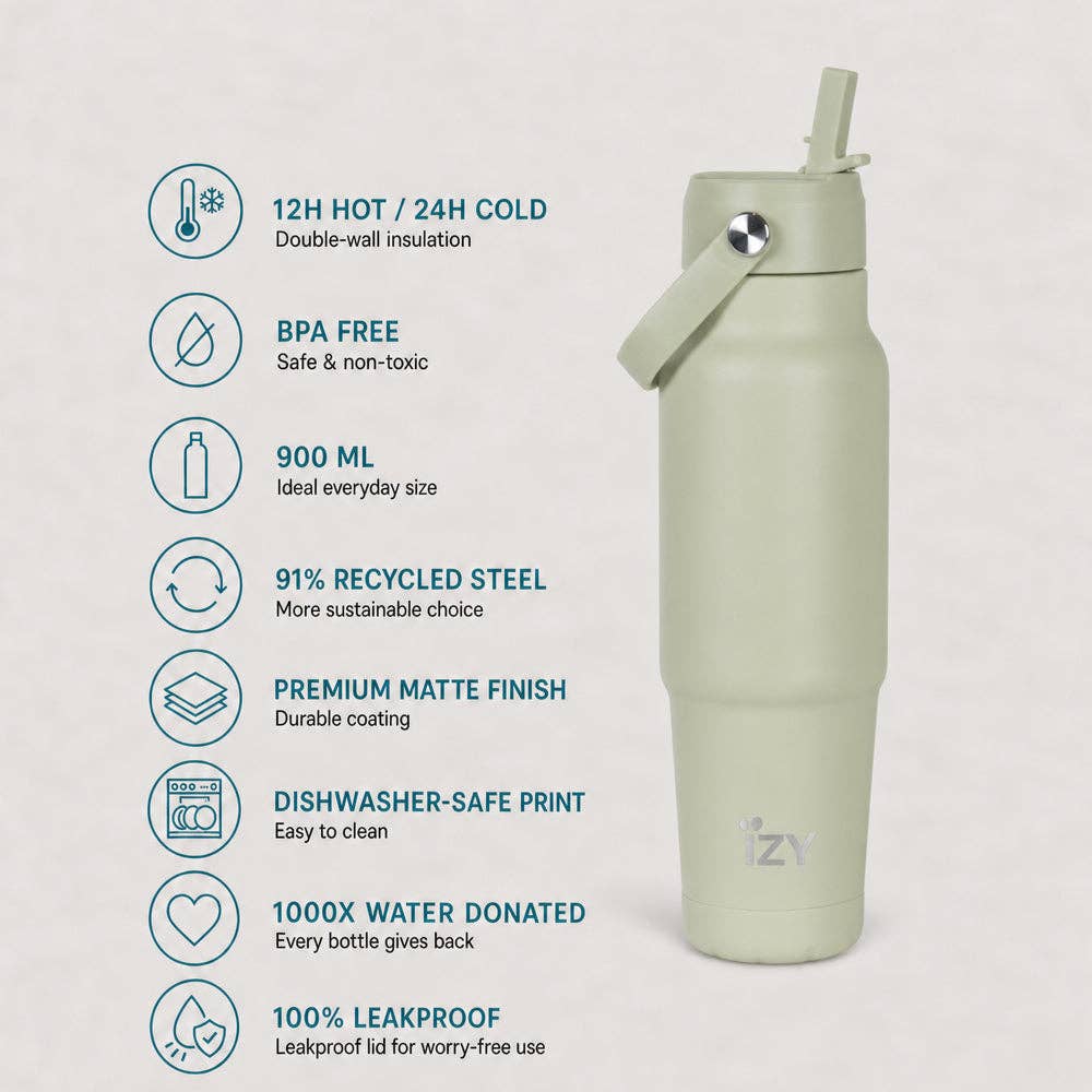 Pistachio Stainless Steel 900ml Water Bottle