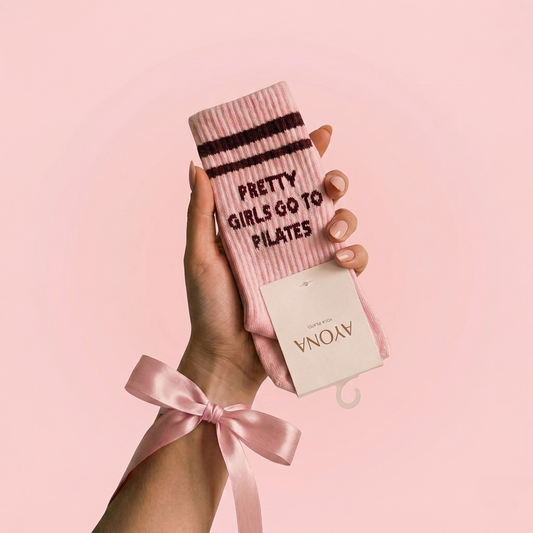 Pretty Girls Go to Pilates Pink Grip Socks