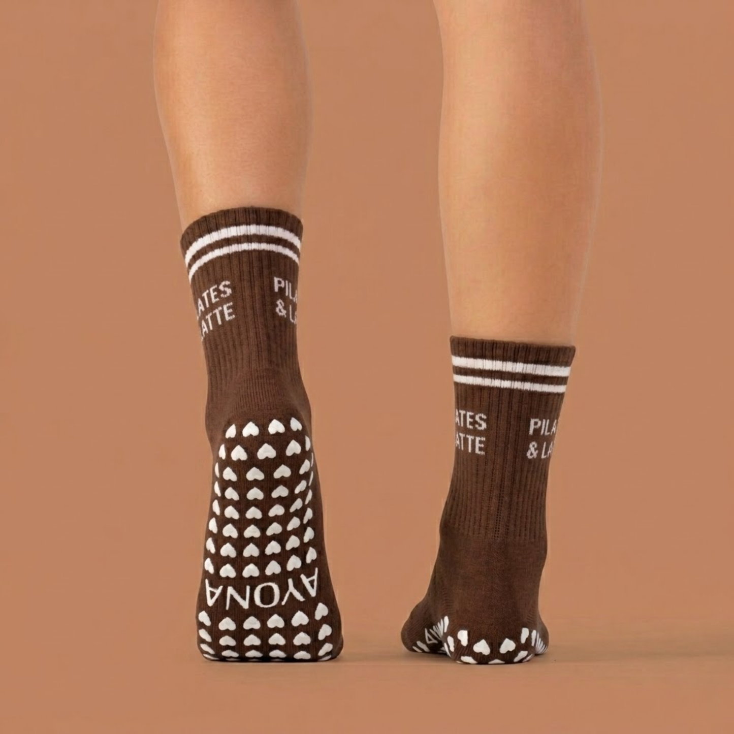 Pilates & Latte Brown Grip Socks