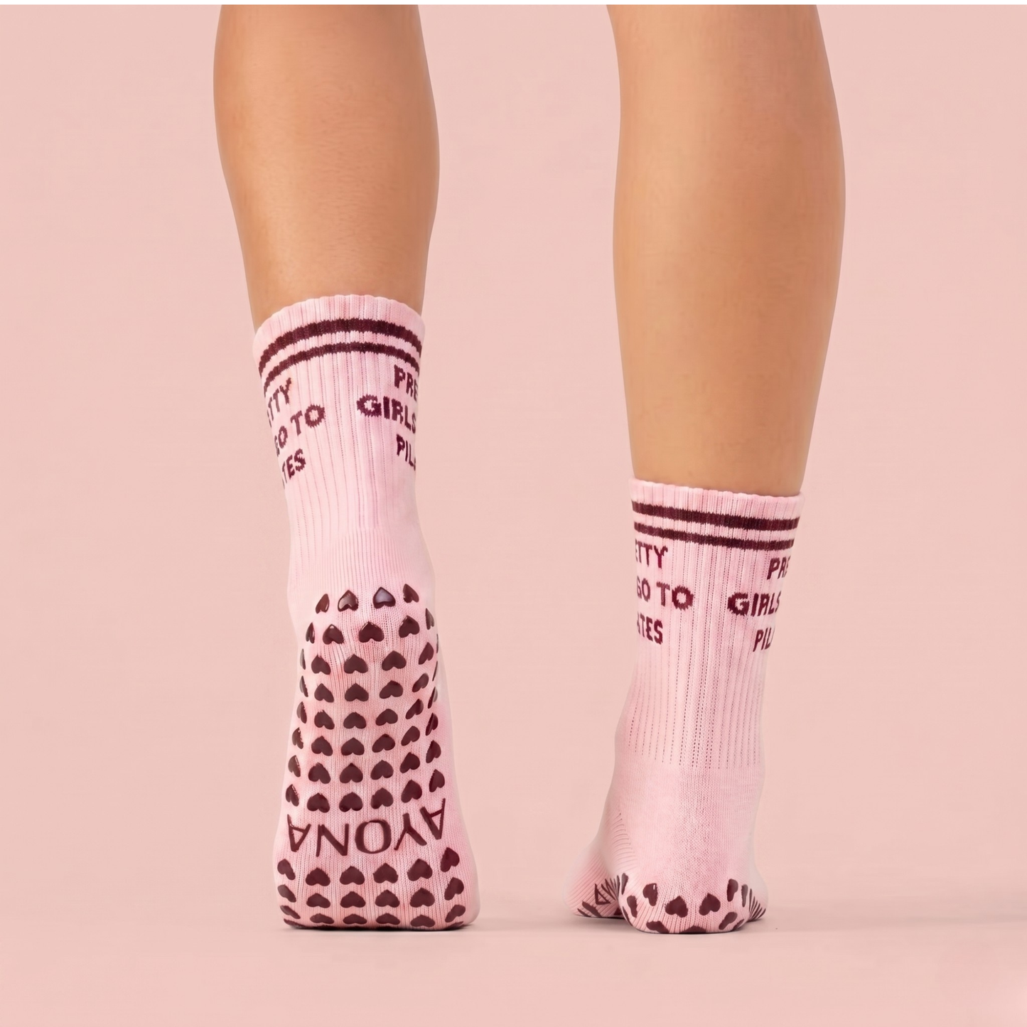 Pretty Girls Go to Pilates Pink Grip Socks