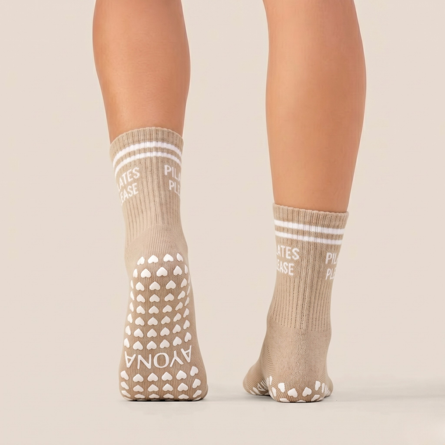 Pilates Please Cream Grip Socks