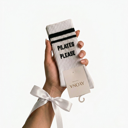 Pilates Please White & Black Grip Socks