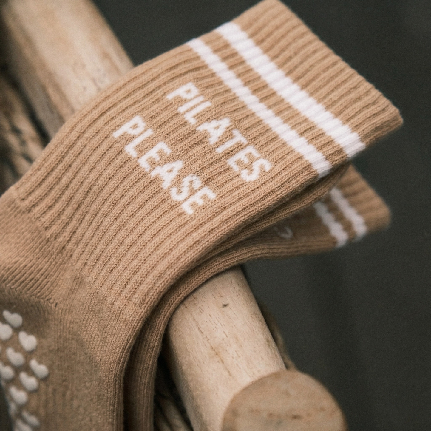 Pilates Please Cream Grip Socks