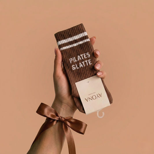 Pilates & Latte Brown Grip Socks