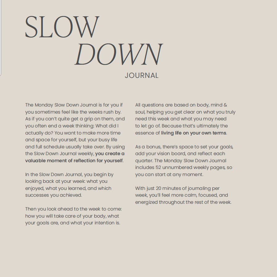 Slow Down Journal | For Reflection & Intention