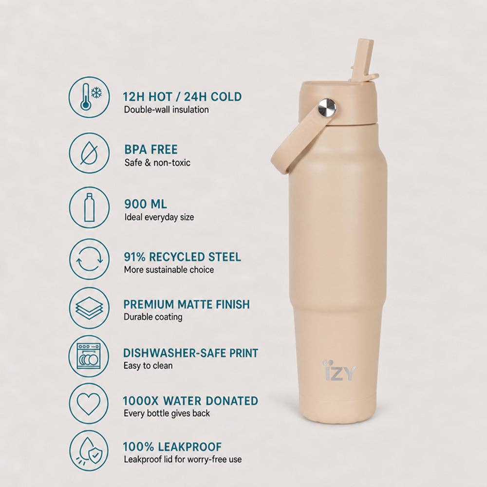 Peach Stainless Steel 900ml Water Bottle
